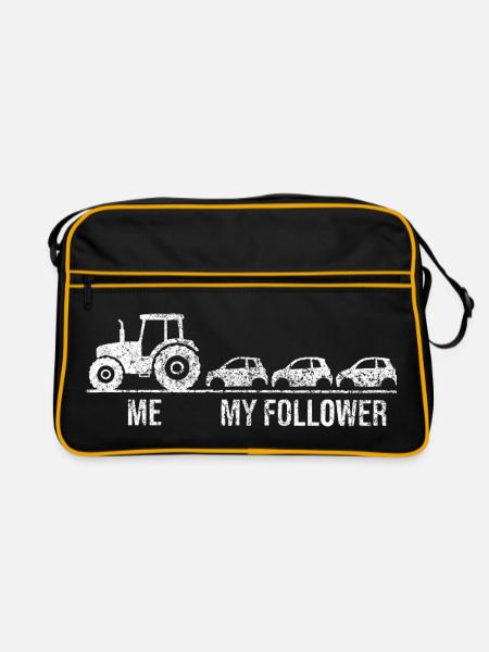 Un tracteur tire la chaîne de la voiture - Sac Retro - noir/or - Devant