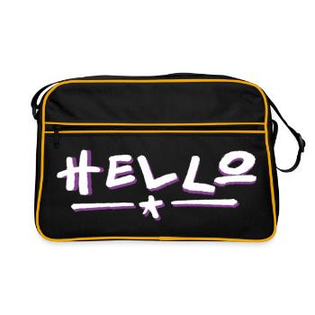 Hello lettering with color gradient - Retro Bag - black/gold - Front