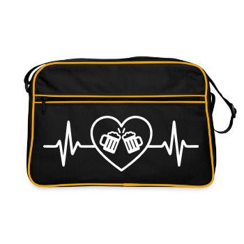 Aperitif Team Beer Heart Friends Party Toasting - Retro Bag - black/gold - Front