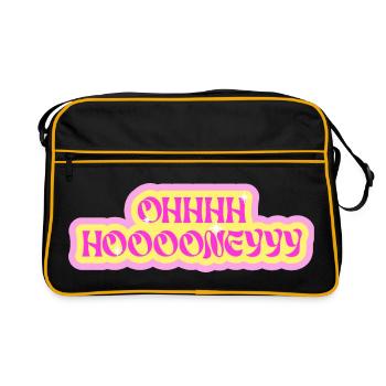oh hoooneyyy « Oh Honey » Typographie des bulles néon - Sac Retro - noir/or - Devant