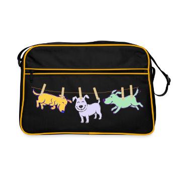T-shirt pour chien, idée cadeau drôle de corde à linge - Sac Retro - noir/or - Devant