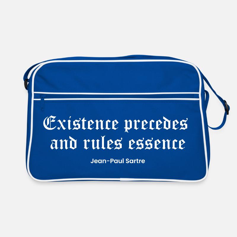 Die Existenz geht der Essenz voraus, Sartre Zitat Retro Tasche