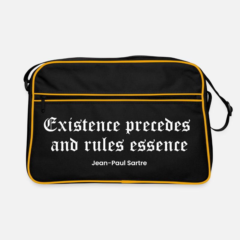 Die Existenz geht der Essenz voraus, Sartre Zitat Retro Tasche