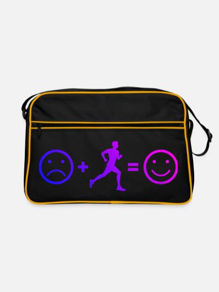 Gift idea for a running with running - Retro Bag - black/gold - Front