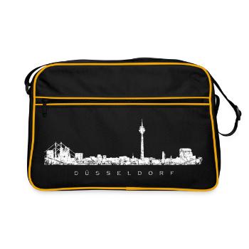 Die Skyline von Düsseldorf (Vintage/Weiß) - Retro Tasche - Schwarz/Gold - Vorne