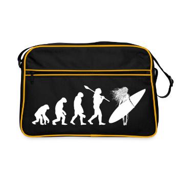 Surfing Evolution Female Surfer Silhouette Art - Retro Bag - black/gold - Front