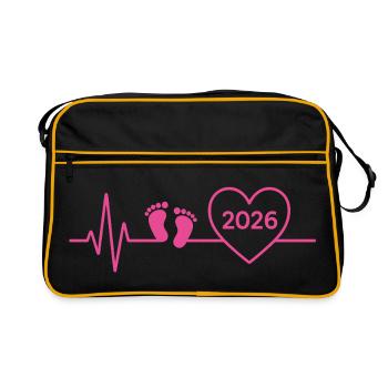 Bébé 2026 annonce de bébé future maman   - Sac Retro - noir/or - Devant