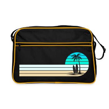 Skyline des Strandes - Retro Tasche - Schwarz/Gold - Vorne