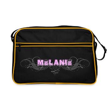 MELANIE lettering with decorative lines - Retro Bag - black/gold - Front