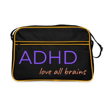 TDAH : Aimez tous les cerveaux - Sac Retro - noir/or - Devant