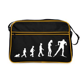 Entwicklung vom Baby zum Skifahrer - Retro Tasche - Schwarz/Gold - Vorne