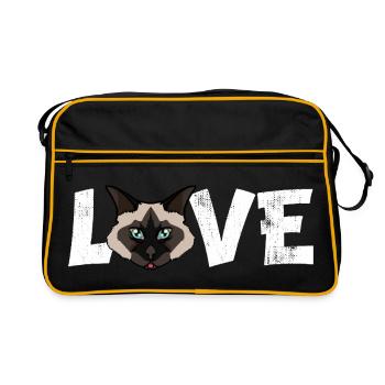 Illustration de race drôle de chat Birman Love - Sac Retro - noir/or - Devant