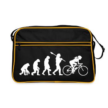 Evolution der weiblichen Silhouette der weiblichen Silhouette der Frau beim Radfahren - Retro Tasche - Schwarz/Gold - Vorne