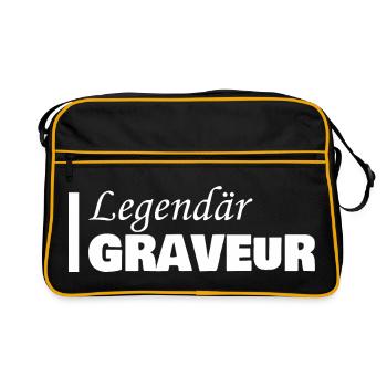 Gift for Engraver - Retro Bag - black/gold - Front