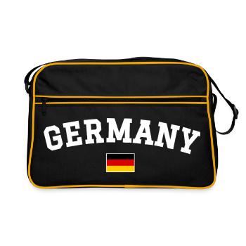 Drapeau allemand Design anglais blanc - Sac Retro - noir/or - Devant