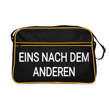 Eins nach dem anderen text spruch - Retro Tasche - Schwarz/Gold - Vorne