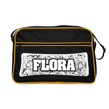 Flora als Name - Retro Tasche - Schwarz/Gold - Vorne