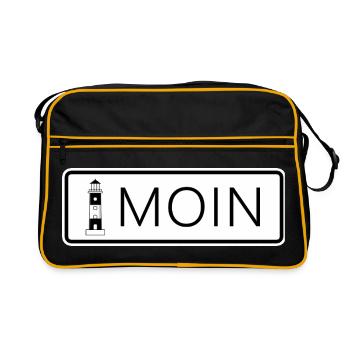 Autocollant : Phare avec lettres Moin - Sac Retro - noir/or - Devant