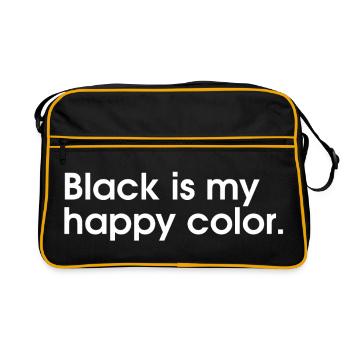 schwarz ist mein Happy Color T-Shirt - Retro Tasche - Schwarz/Gold - Vorne