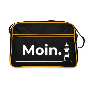 Moin Leuchtturm – Minimalistisches Nordsee Design - Retro Tasche - Schwarz/Gold - Vorne