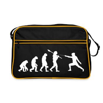 Entwicklung des Fecht-Silhouetten-Kampfsports - Retro Tasche - Schwarz/Gold - Vorne