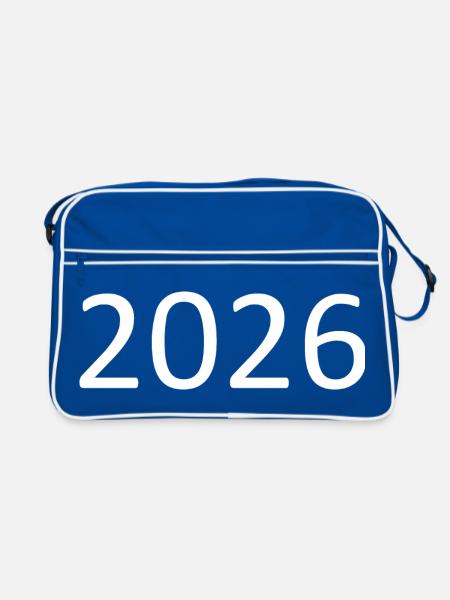 2026 Zahl weiß - Retro Tasche - Blau/Weiß - Vorne