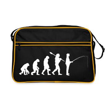 Evolution of Man Fishing Silhouette - Retro Bag - black/gold - Front