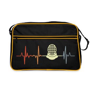 Vintage Fechten Herzschlg - Retro Tasche - Schwarz/Gold - Vorne
