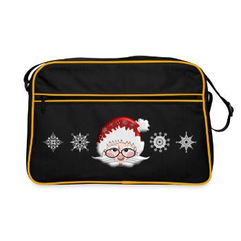 Père Noël Portrait de Noël, flocons de neige - Sac Retro - noir/or - Devant