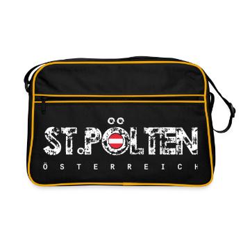 Distressed Text with Flag Orb - Retro Bag - black/gold - Front