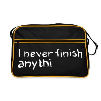 Dicton humoristique : Je ne finis rien - Sac Retro - noir/or - Devant