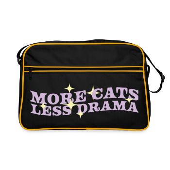Mehr Katzen, weniger Drama - Retro Tasche - Schwarz/Gold - Vorne