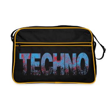 Techno Distressed Text Art - Retro Bag - black/gold - Front
