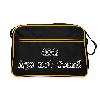 404: Alter Nicht Gefunden Geburtstags-T-Shirt - Retro Tasche - Schwarz/Gold - Vorne