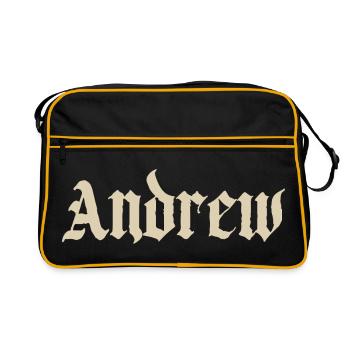 Impression du nom Andrew Gothic - Sac Retro - noir/or - Devant