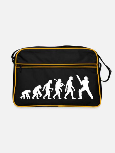 Cricket Evolution – Batter – Ich Liebe Cricket - Retro Tasche - Schwarz/Gold