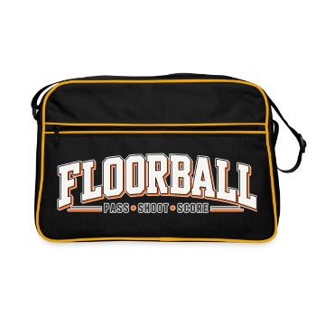 Floorball Kraft: Pass Schuss Treffer - Retro Tasche - Schwarz/Gold - Vorne