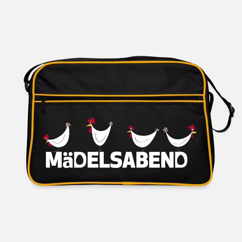 Lustige Hühner Illustration Mädelsabend - Retro Tasche - Schwarz/Gold