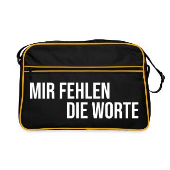 Mir fehlen die Worte - Retro Tasche - Schwarz/Gold - Vorne