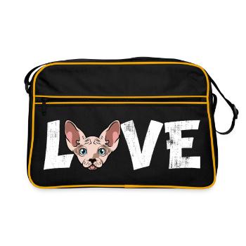 Sphynx Cat Love Haarlose Kätzchenkunst Katzenmama Papa - Retro Tasche - Schwarz/Gold - Vorne