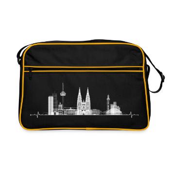 Silhouette de la ligne d’horizon de la ville - Sac Retro - noir/or - Devant