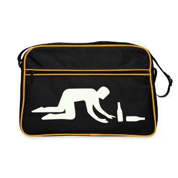 Drunkard silhouette with bottle - Retro Bag - black/gold - Front