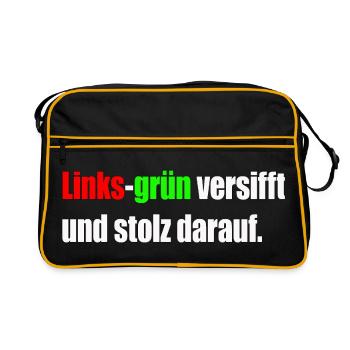 Vert gauche, sale et fier de ça. - Sac Retro - noir/or - Devant