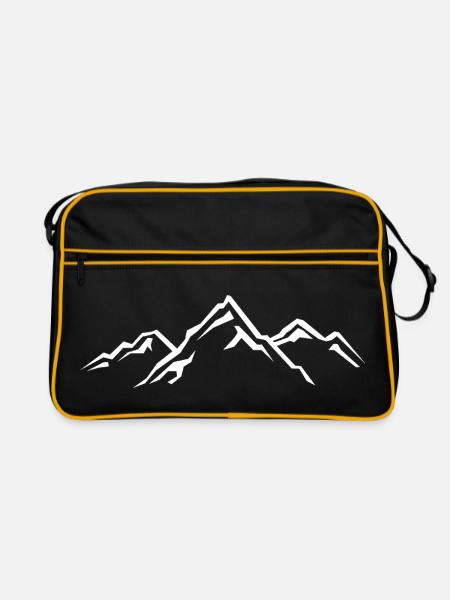 Berg Berge Naturschutz  - Retro Tasche - Schwarz/Gold - Vorne