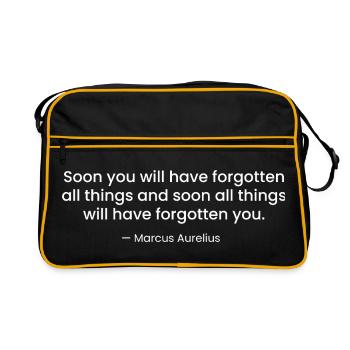 Marc Aurèle Stoïcien Design de citation - Sac Retro - noir/or - Devant