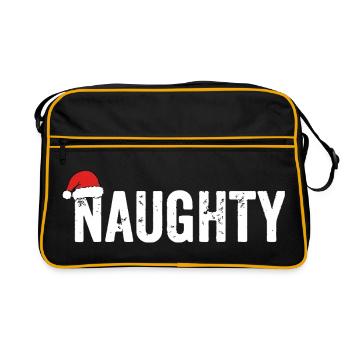 Naughty Santa Bold Text Tee - Retro Bag - black/gold - Front