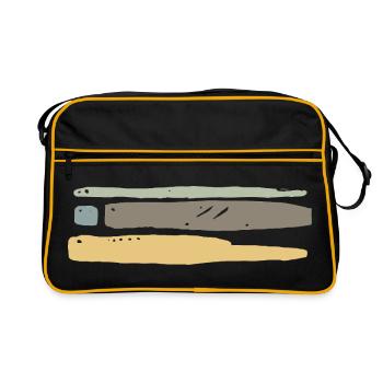 Streifen Ornament  - Retro Tasche - Schwarz/Gold - Vorne