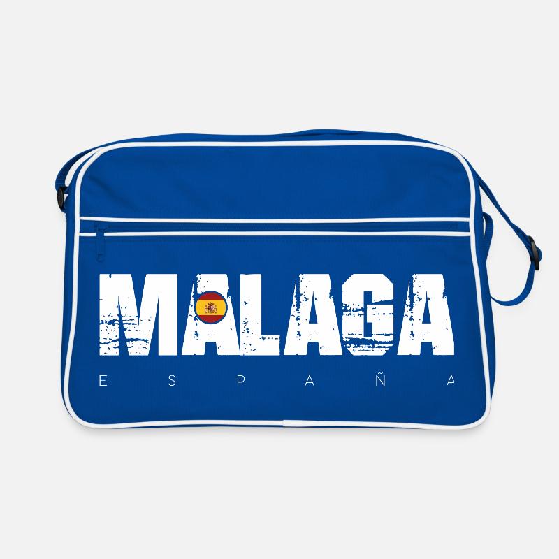 Málaga Distressed Text mit spanischer Flagge Retro Tasche