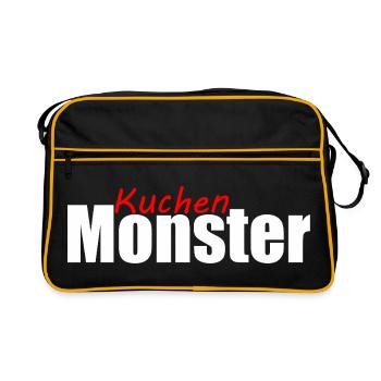 Kuchenmonster Feinschmecker Schlemmer Vielfraß - Retro Tasche - Schwarz/Gold - Vorne