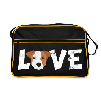 Jack Russell Liebeshund-Mama Papa-Besitzer Geschenk Niedlich - Retro Tasche - Schwarz/Gold - Vorne